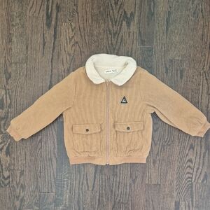 SHEIN Cream Fleece Collar Jacket